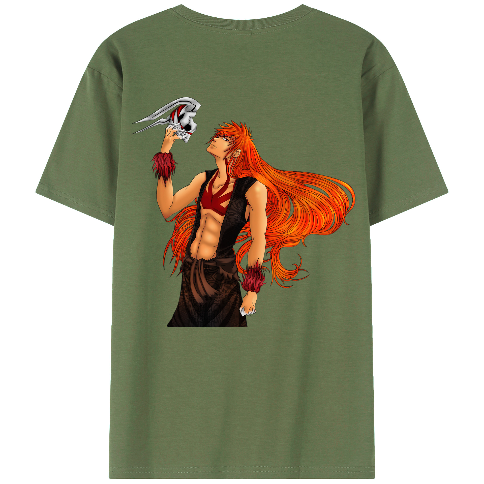 （画像用） ブリーチ 黒崎一護（くろさき いちご）BLEACH Kurosaki Ichigo 綿100％ メンズ半袖Tシャツ（バックプリント） 通気性